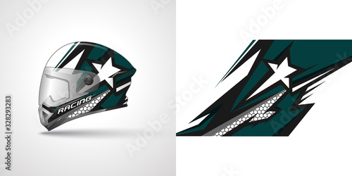 Racing helmet wrap decal and vinyl sticker design illustration.