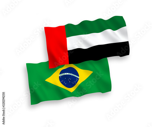 Flags of Brazil and United Arab Emirates on a white background