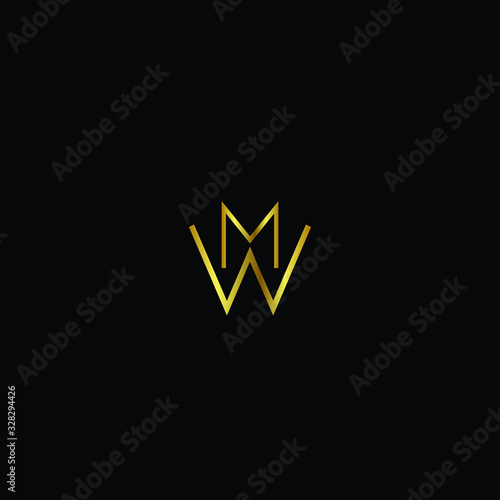 Creative Professional Trendy and Minimal Letter MW WM Logo Design in Black and Gold Color , Initial Based Alphabet Icon Logo in Editable Vector Format