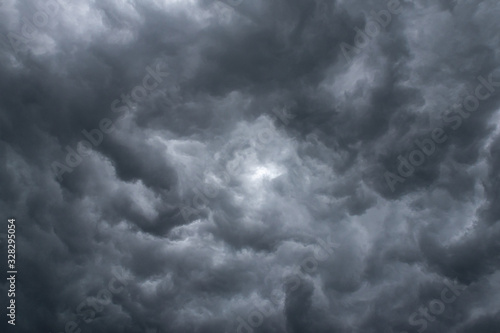 The lake of the city is covered with black clouds