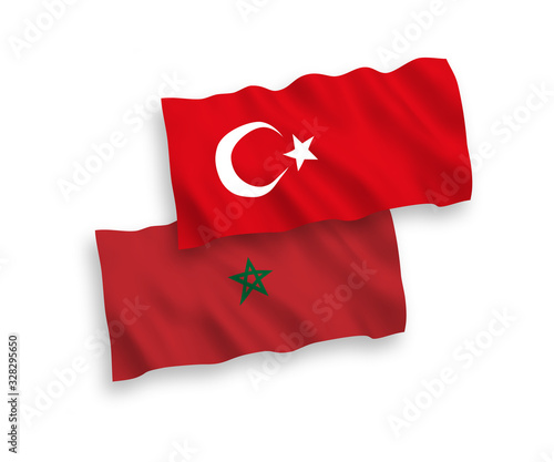 Flags of Turkey and Morocco on a white background