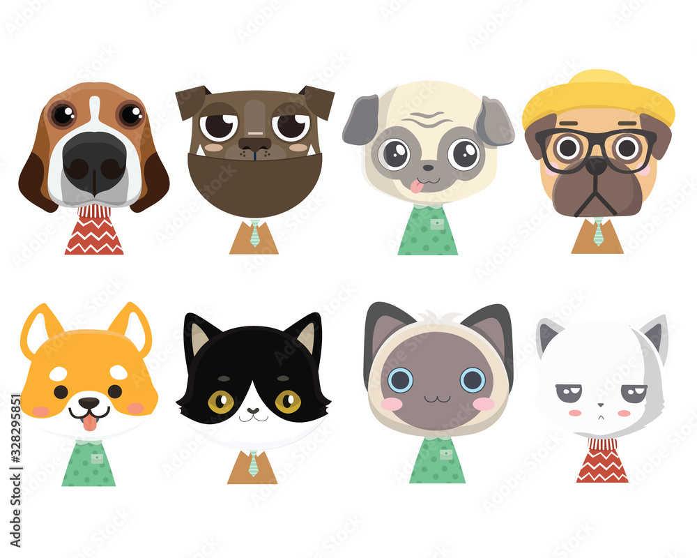 Set of cute funny little animals.. Set of cute funny little animals..