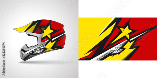 Racing helmet wrap decal and vinyl sticker design illustration.