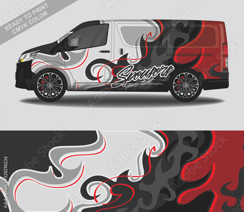 Obraz na plátně Car wrap decal design vector, custom livery race rally car vehicle sticker and tinting
