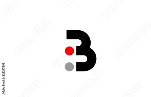 B dot dots letter logo alphabet icon design in red grey white for company and business