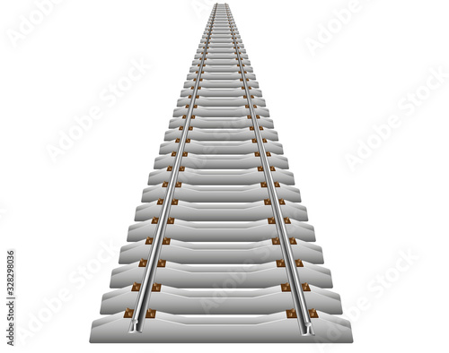 Rails and reinforced concrete sleepers going into the distance. rail transport and transport of large goods. direction of travel.