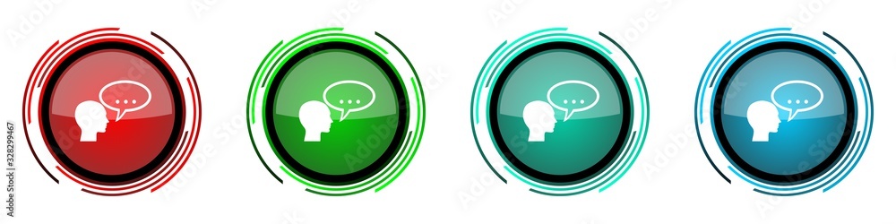 Forum round glossy vector icons, set of buttons for webdesign, internet and mobile phone applications in four colors options isolated on white background Forum round glossy vector icons, set of buttons for webdesign, internet and mobile phone applications in four colors options isolated on white background
