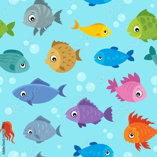 Seamless background stylized fishes 3