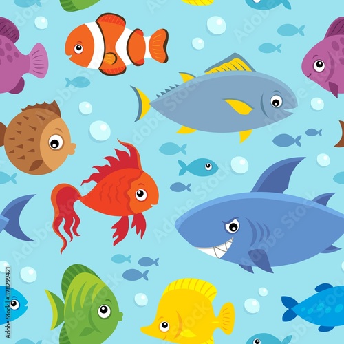Seamless background stylized fishes 5