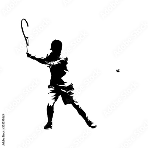 Tennis player, abstract isolated vector silhouette