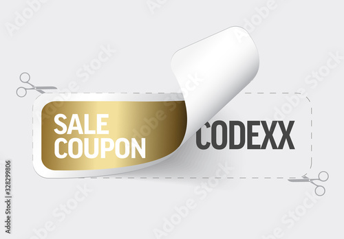 Golden sticker template displaying the sale coupon code