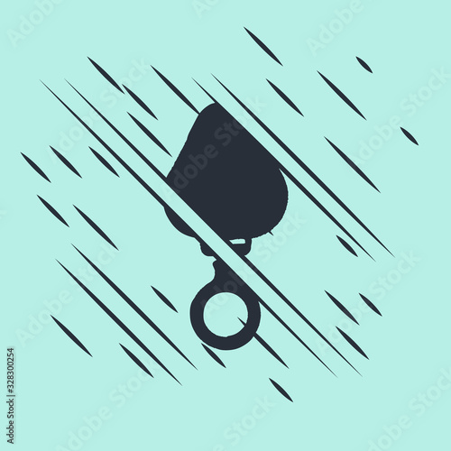 Black Anal plug icon isolated on green background. Butt plug sign. Fetish accessory. Sex toy for men and woman. Glitch style. Vector Illustration