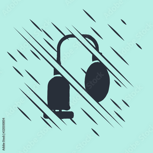 Black Penis pump icon isolated on green background. Penis enlarger. Sex toy for men. Vacuum pump with a blower to increase the penis. Glitch style. Vector Illustration