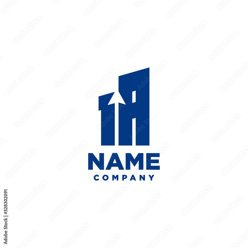 IA monogram logo with a negative space style arrow up design template IA monogram logo with a negative space style arrow up design template