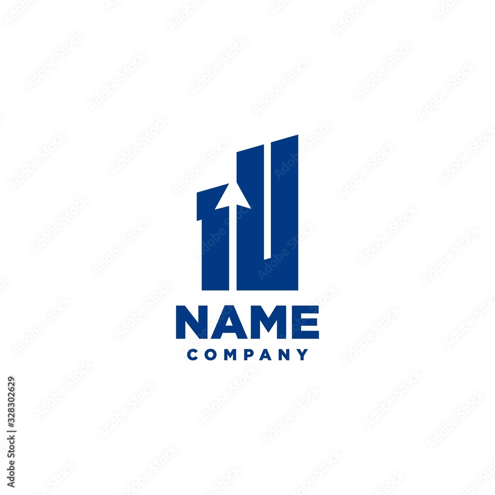 IU monogram logo with a negative space style arrow up design template IU monogram logo with a negative space style arrow up design template