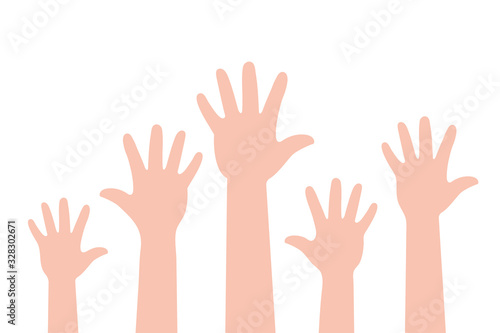 Vector holds up the hand. Hands raised in the sky Voting concept.