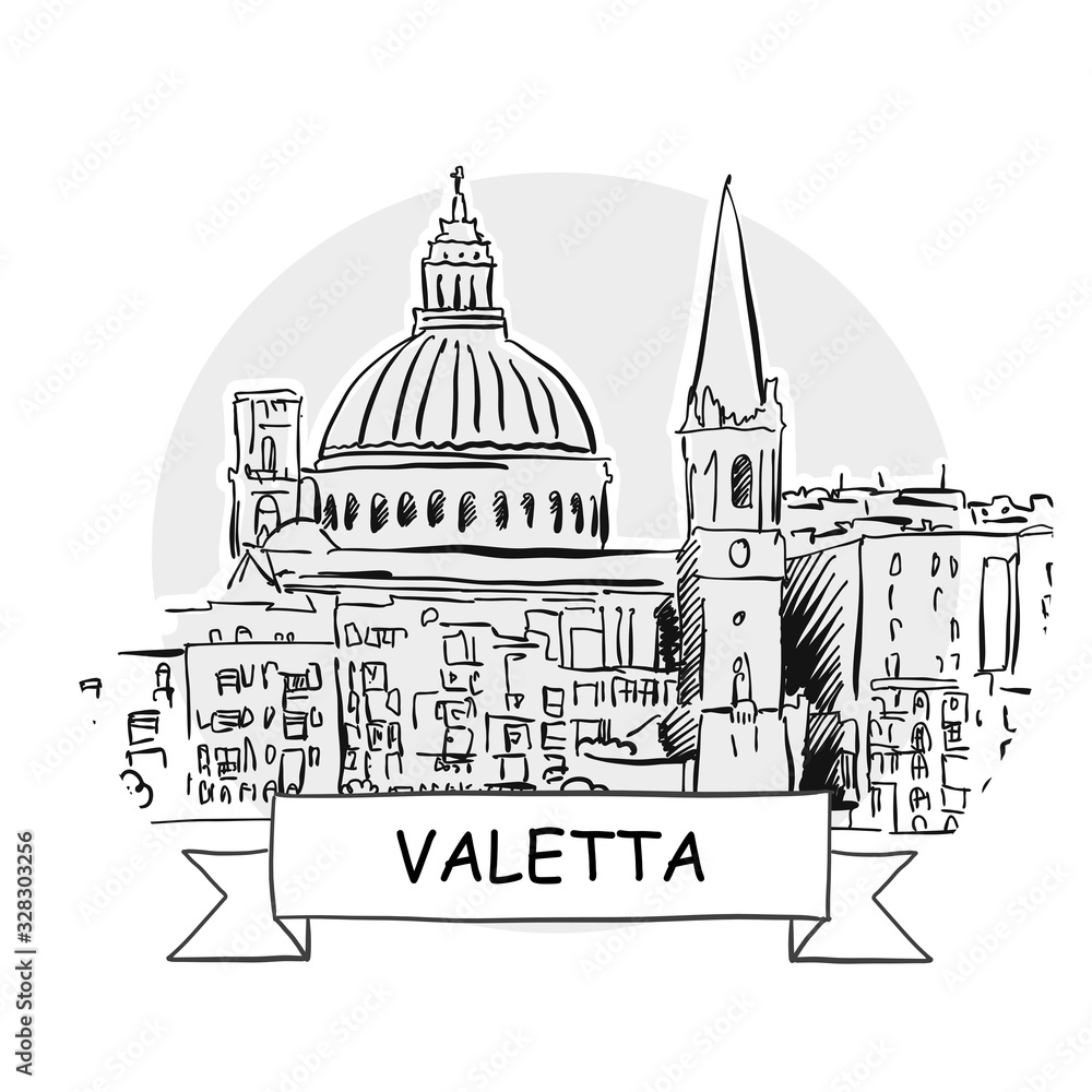 Valetta Cityscape Vector Sign