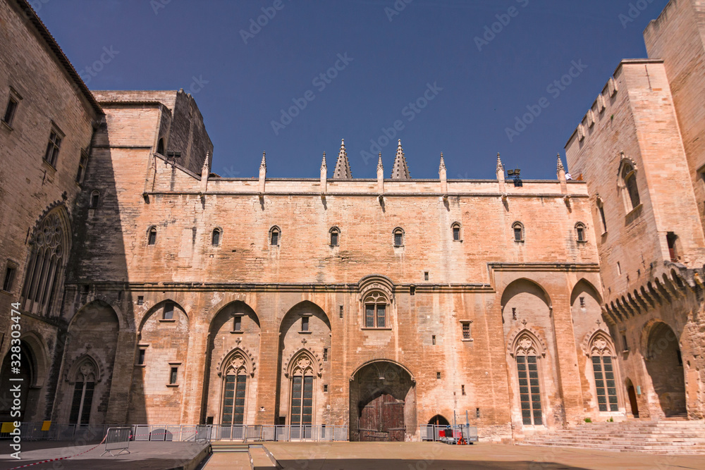 Inner courtyard of the Palace of the Popes in Avignon in France.