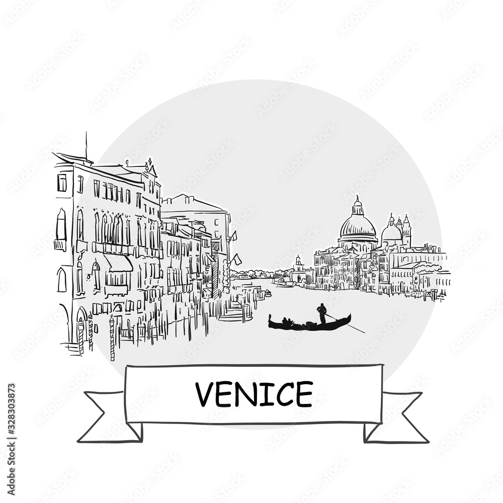 Venice Cityscape Vector Sign
