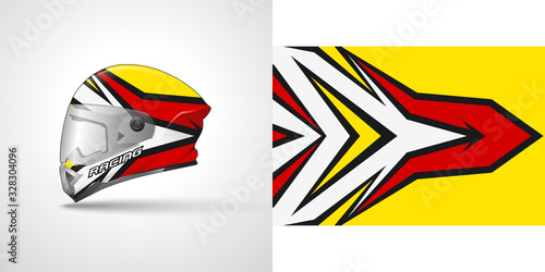 Racing helmet wrap decal and vinyl sticker design illustration.