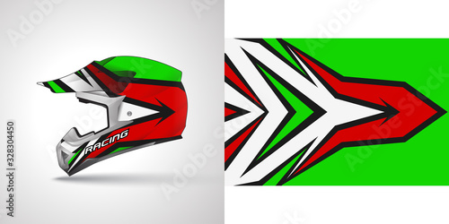 Racing helmet wrap decal and vinyl sticker design illustration.