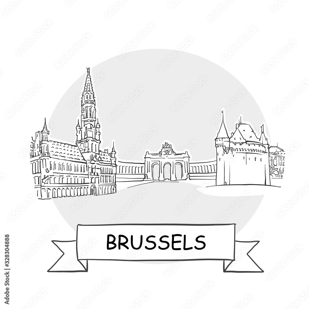 Brussels Cityscape Vector Sign