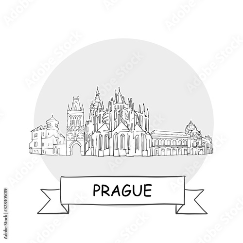 Prague Cityscape Vector Sign