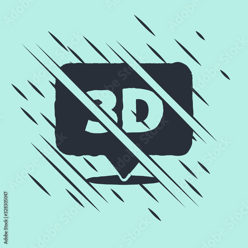 Black Speech bubble with text 3D icon isolated on green background. Glitch style. Vector Illustration