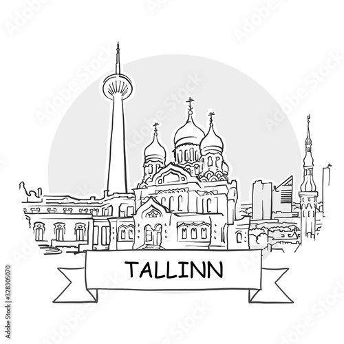 Tallinn Cityscape Vector Sign