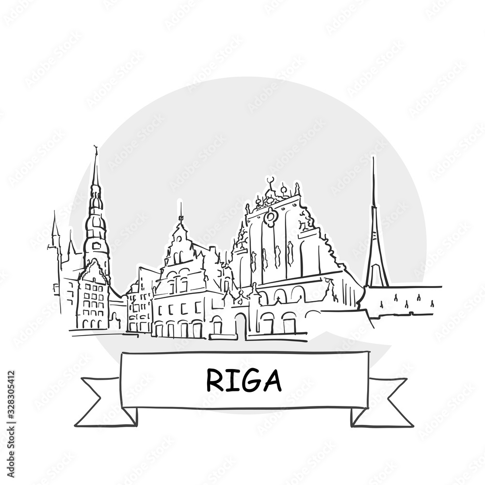 Fototapeta premium Riga Cityscape Vector Sign