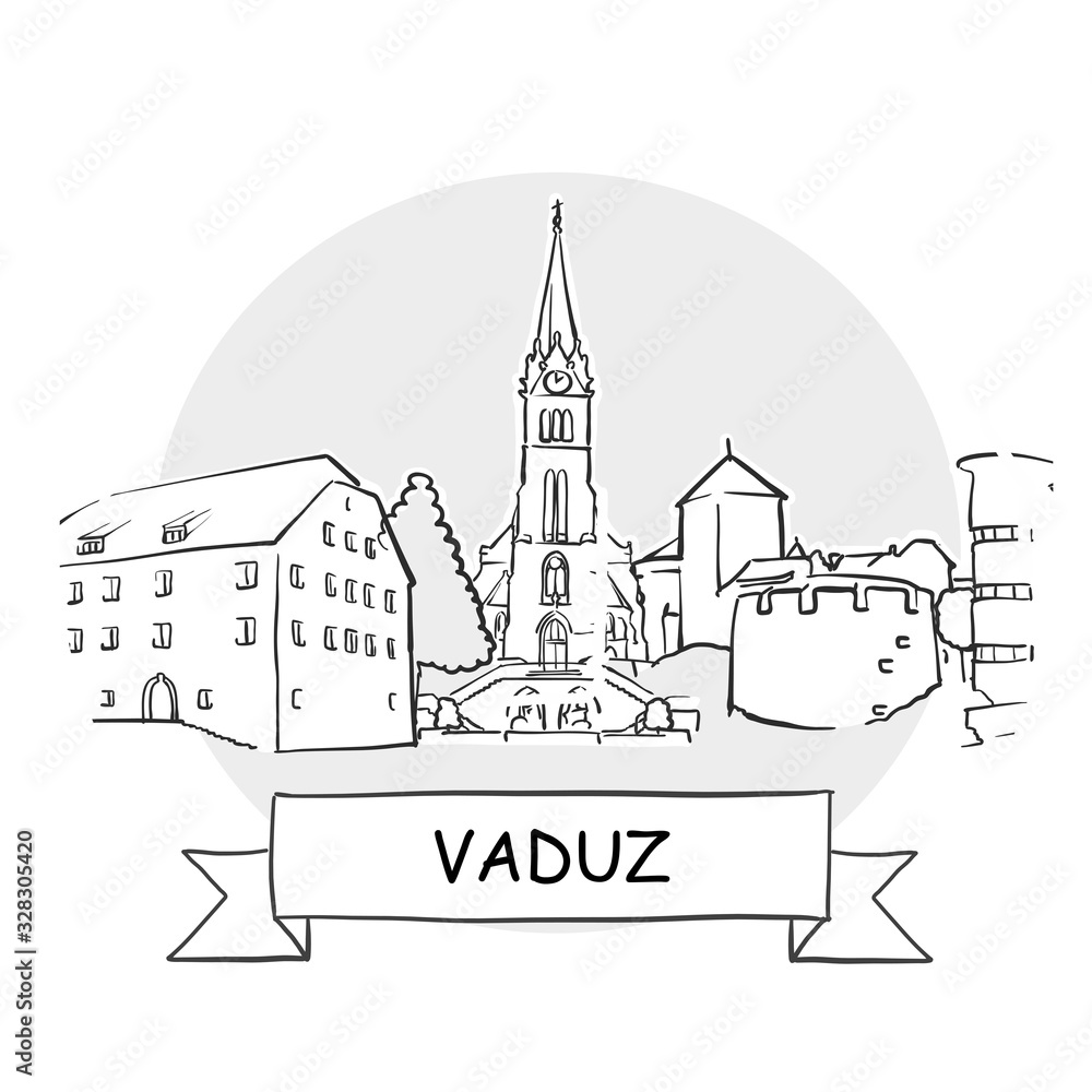 Vaduz Cityscape Vector Sign
