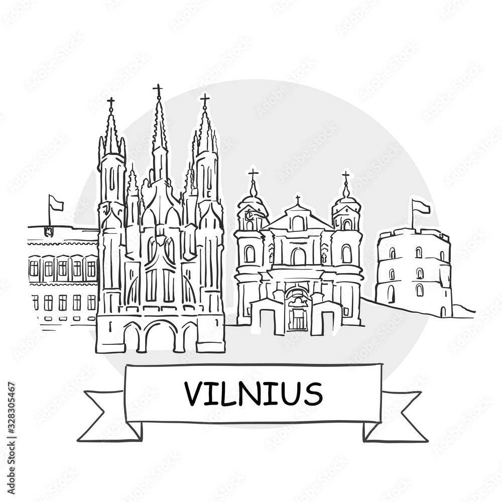Vilnius Cityscape Vector Sign