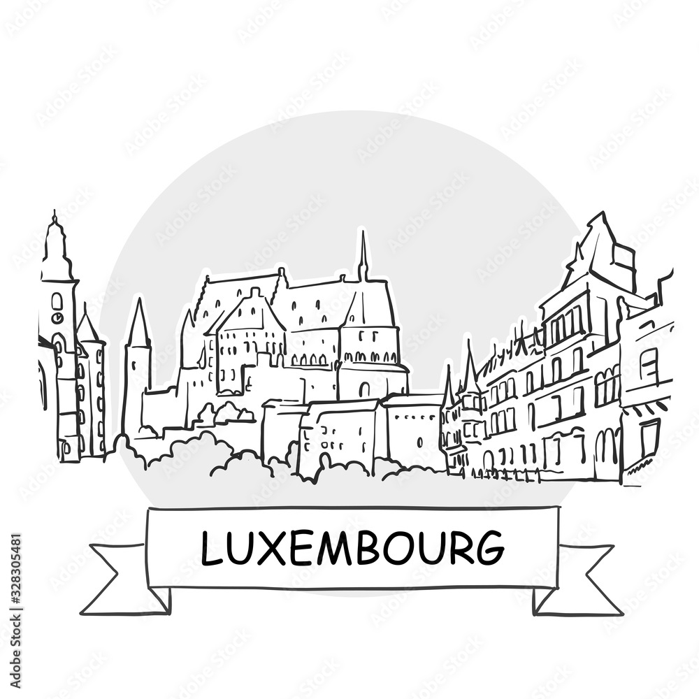 Luxembourg Cityscape Vector Sign
