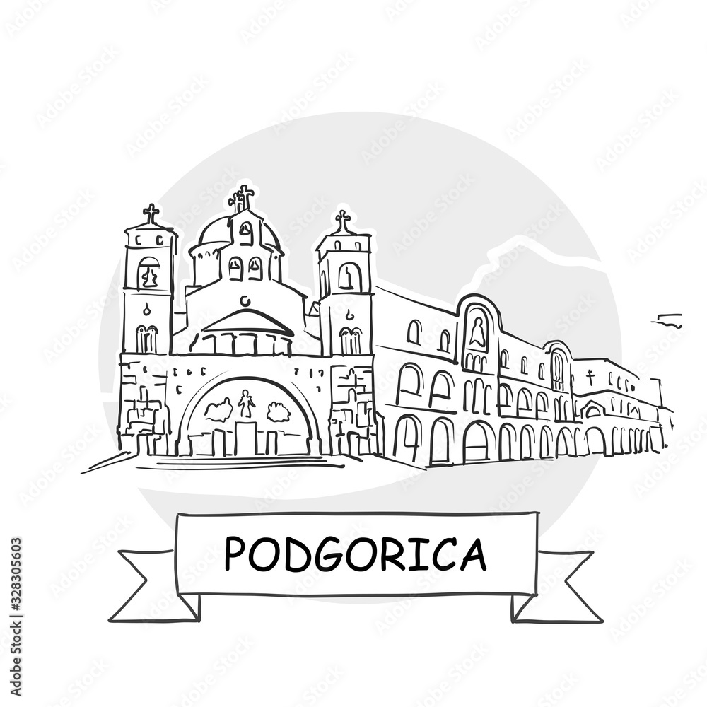 Podgorica Cityscape Vector Sign