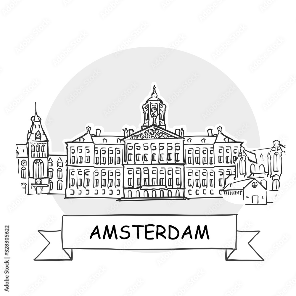 Amsterdam Cityscape Vector Sign