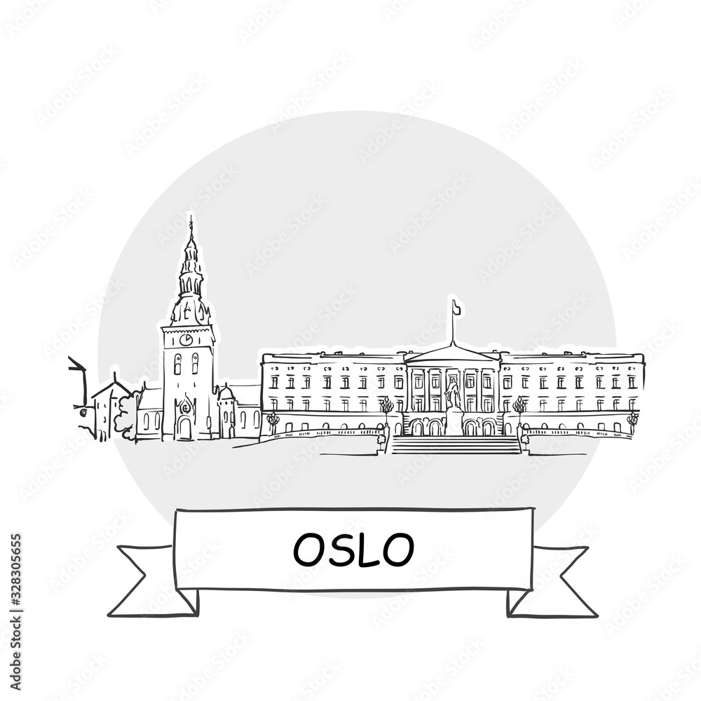 Oslo Cityscape Vector Sign