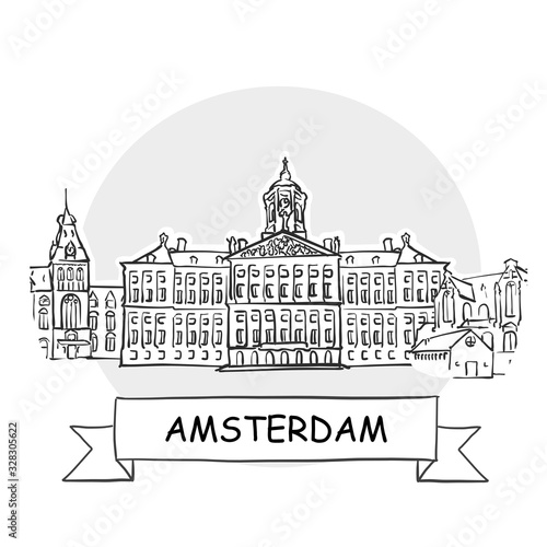 Amsterdam Cityscape Vector Sign