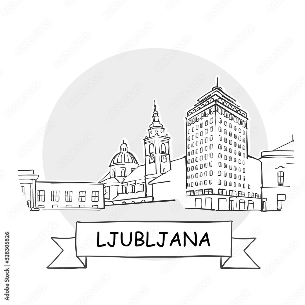 Ljubljana Cityscape Vector Sign
