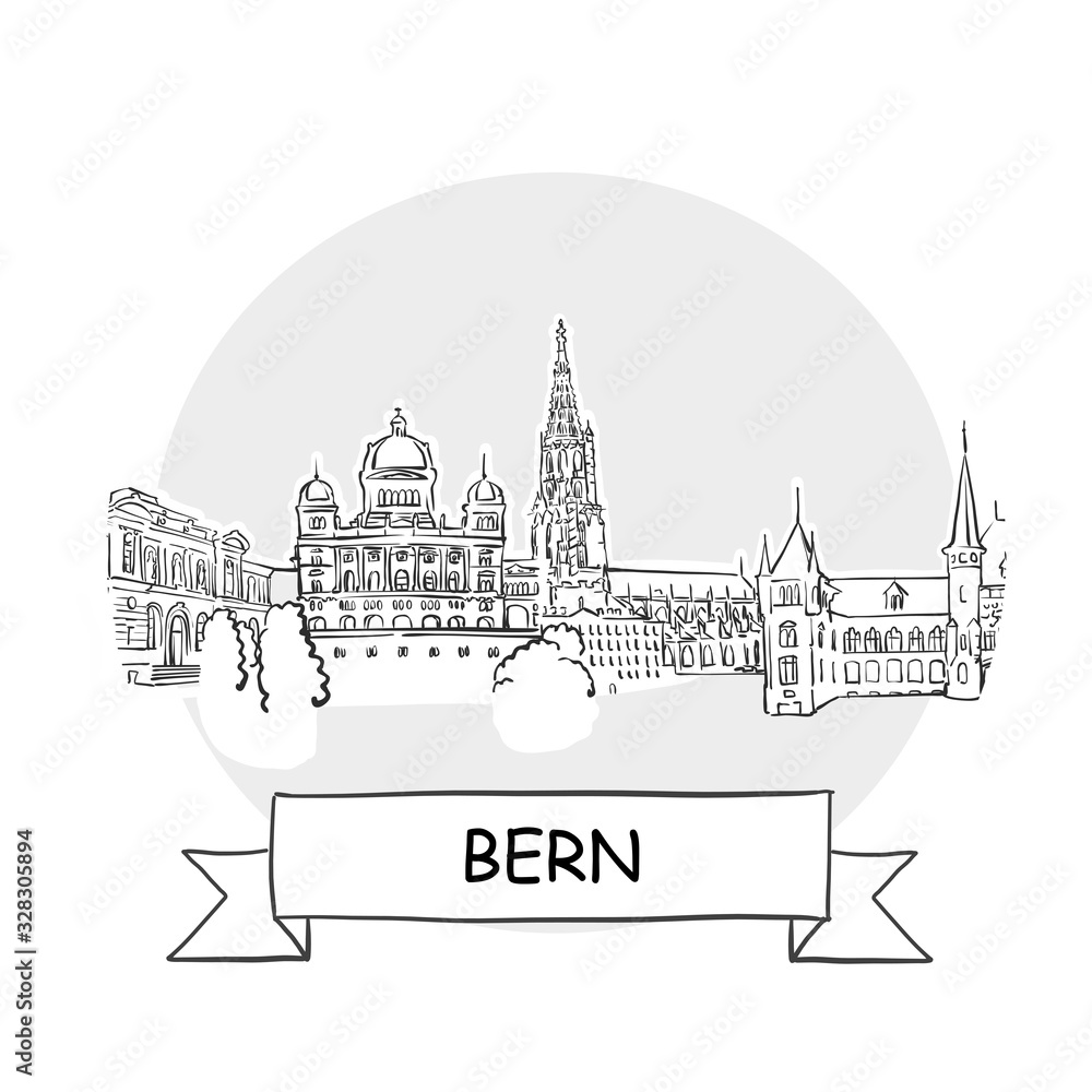 Bern Cityscape Vector Sign