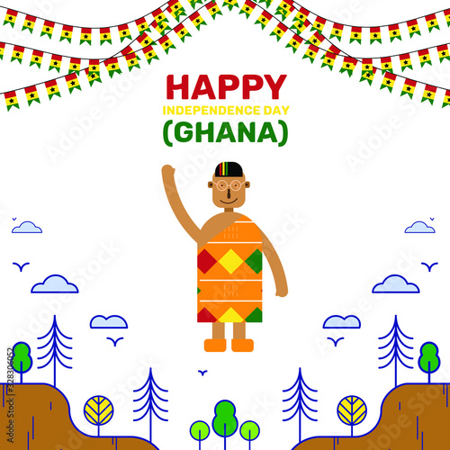 Ghana Independence Day vector concept with Ghana national flag, isolated in white background