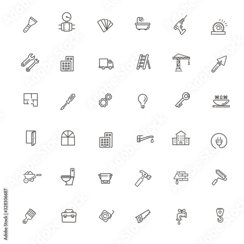 Line icon collection - construction and repair works