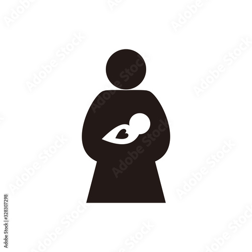 Baby and mom vector icon illustration sign