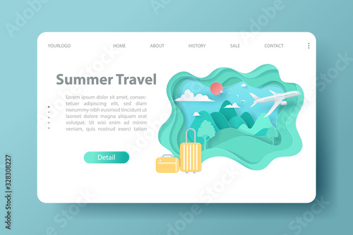 Travel and tourism website template for summer banners design.