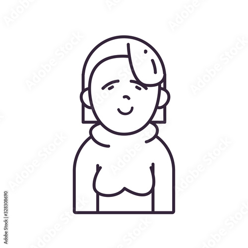 Isolated avatar woman wth sweater line style icon vector design