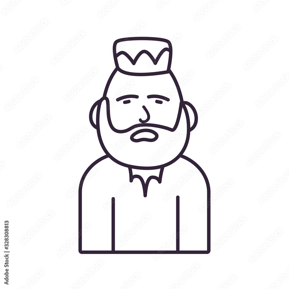 Isolated avatar man with beard line style icon vector design