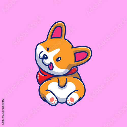 Cute Corgi Butt Vector Icon Illustration. Corgi Mascot Cartoon Character. Animal Icon Concept White Isolated. Flat Cartoon Style Suitable for Web Landing Page, Banner, Flyer, Sticker, Card