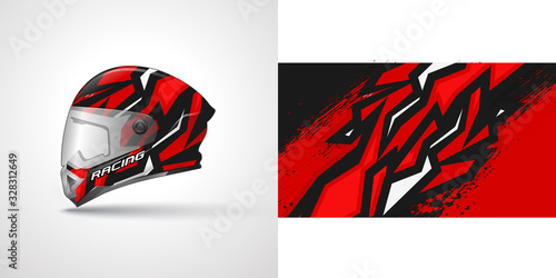Racing helmet wrap decal and vinyl sticker design illustration.