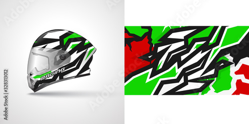 Racing helmet wrap decal and vinyl sticker design illustration.