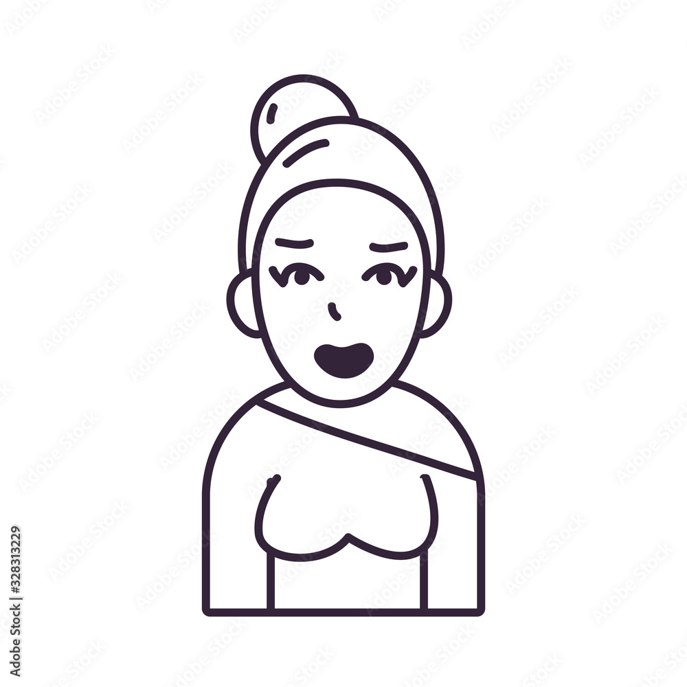 Isolated avatar woman with sweater line style icon vector design Isolated avatar woman with sweater line style icon vector design