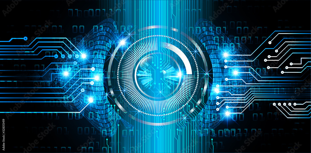 Blue  eye cyber circuit future technology concept background - obrazy, fototapety, plakaty 